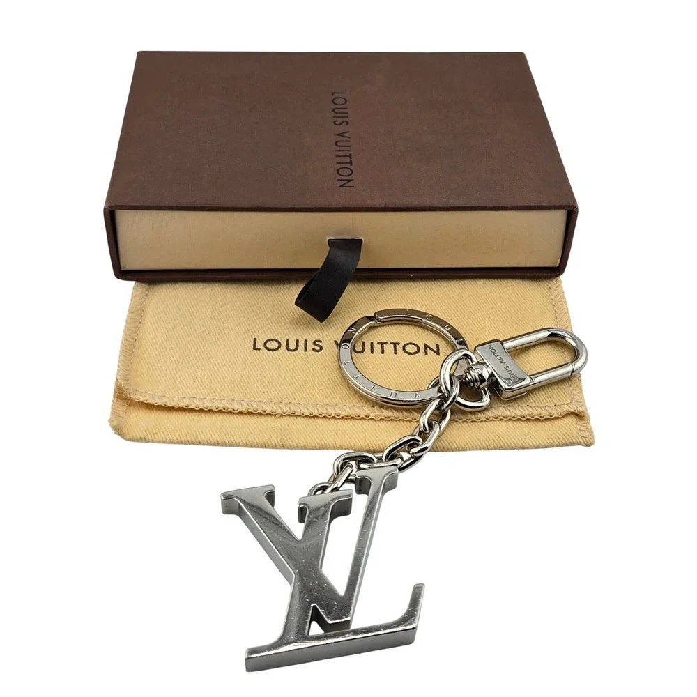 Louis Vuitton Facettes Key Holder Bag Charm Silver LV Logo M01192 LE1214